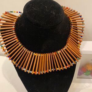 NWT Bamboo Rainbow Collar Statement Necklace